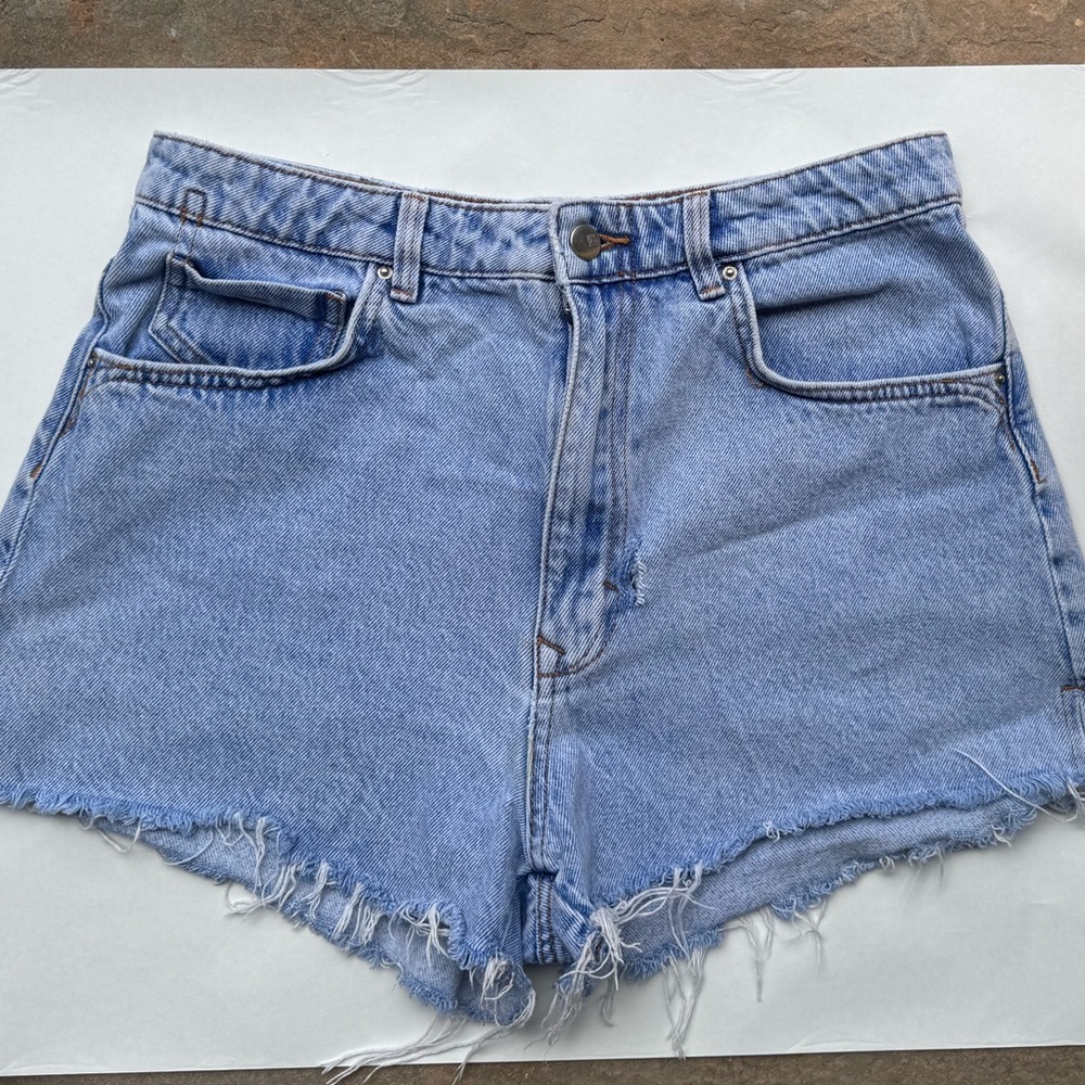 Zara Light Blue High-Waist Denim Shorts